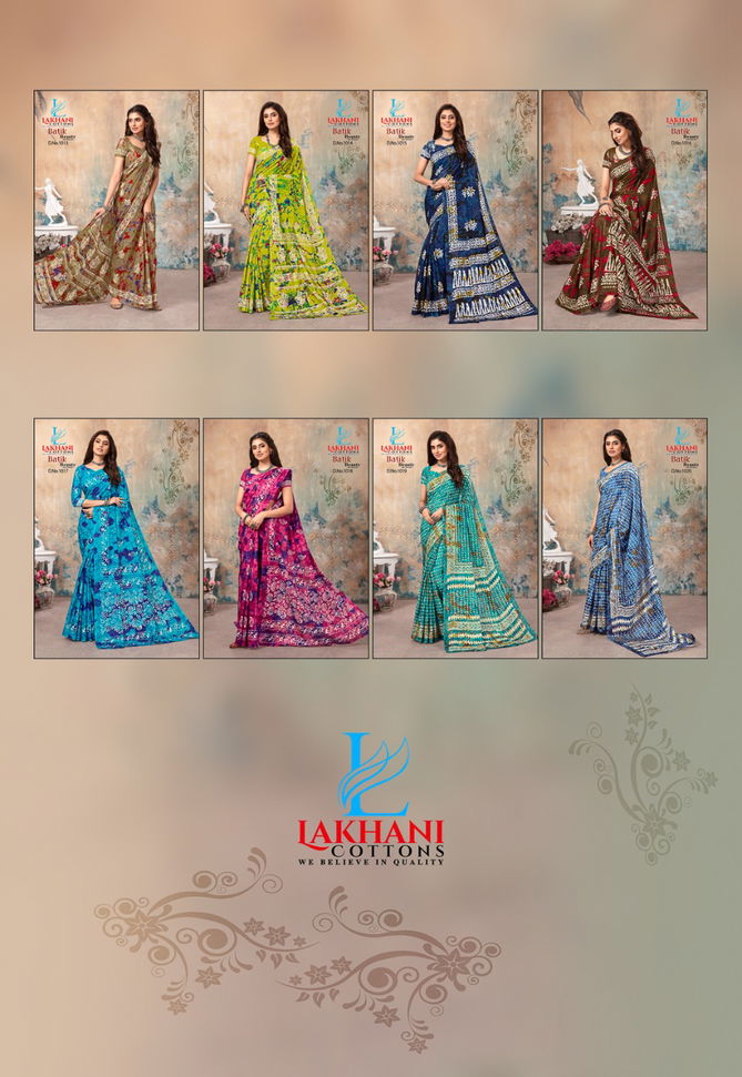 Lakhani Batik Latest Fancy Designer  Beauty Printed Cotton Saree Collection